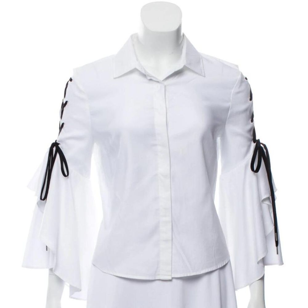 JONATHAN SIMKHAI Bell Sleeve Button-Up Top, Size S